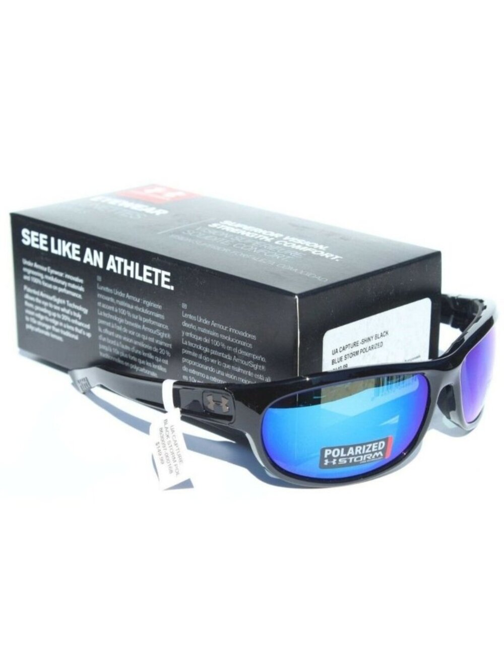 UNDER ARMOUR Capture POLARIZED Sunglasses Black/Blue NEW $150